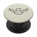 Cute Kawaii Y2K 90s Archangel Cat in Heaven with Halo PopSockets Swappable PopGrip