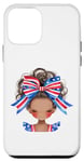 Coque pour iPhone 12 mini Tenue noire pour fille du 4 juillet avec drapeau patriotique américain pour enfants