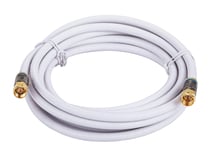 7.5M White RG6 Coax Cable Dual Shield F Pin Coaxial Tip BNC Extension Wire for Satellite Dish Cable TV Antenna