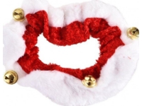 Julhalsduk/sjal med bjällror för hund, röd, 8,5x7,5cm