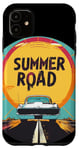 Coque pour iPhone 11 Joli chat sur la route d'été pour les amateurs de vacances
