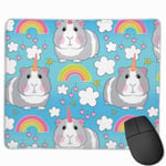 Holiday Guinea Pig Long Horns and Rainbow Mouse Pad with Stitched Edge Computer Mouse Pad with Non-Slip Rubber Base for Computers Laptop PC Gmaing Work Mouse Pad
