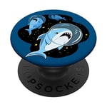 Space Sharks Funny Blue Galaxy Astronaut Sea Animal Gift PopSockets PopGrip: Swappable Grip for Phones & Tablets