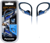 Panasonic RP-HS34 BLUE Water Resistant Sport Earphones Adjustable Ear Clip NEW