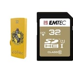 Pack Support de Stockage Rapide et Performant : Clé USB - 2.0 - Série Licence - Harry Potter Hufflepuff - 32 Go + Carte SD - Classe 10 - Gamme Elite Gold - 32 GB