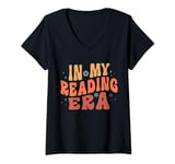 Womens Retro Groovy In My Reading Era Book Lovers Reader Women V-Neck T-Shirt