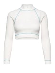 Short Turtle Zip T-Shirt Tops Crop Tops Long-sleeved Crop Tops White Barbara Kristoffersen By Rosemunde