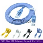 Cable Ethernet Plat Blinde CAT6 RJ45 10GB, Couleur: Jaune, Longueur: 40m