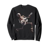 Skeleton Playing Guitar Band - Rock Style Halloween Graphic Sweatshirt