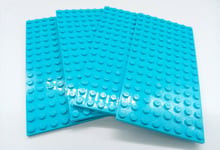 LEGO 8x16 AZURE BLUE x 4 Base Plate  8x16 STUDS (PINS)  Brand New