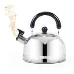 LZYANG Whistle Kitchen-Grade Kettle Stainless Steel Flat-Bottom Induction Cooker Gas Stove Gas Kettle Small Single-Pot Teapot for Household Use with Insulated Handle (3L)