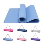 Good Nite Tapis de yoga de 10 mm extra épais antidérapant pour le sport, le pilates, la gym, le sol, la salle de sport, avec sangle de transport, 183 x 61 x 1 cm (bleu)