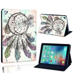 FINDING CASE Fit Apple iPad 6th Gen 2018 Leather Cover - PU Flip Leather Smart Lightweight Shell Stand Cover Case for iPad6th Gen 2018 (iPad 6th Gen 2018, moon dream feather)