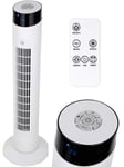 MYLEK Electric Tower Fan Oscillating with Remote Control, Ioniser, Timer, Quiet and 3 Cooling Speed Settings, Energy Efficient - White, 34"