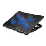 PLATINET Bærbar Laptop Køler m. 5 Blæsere + LED - Sort
