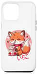 iPhone 15 Plus Cute Retro Japanese Kawaii Anime Fox Strawberry Milk Shake Case