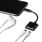 Splitter Aux Audio Usb-kabel (2 I 1) Adapter (iphone/ipad) Silver