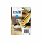 Genuine Epson 16, Pen Cyan Ink Cartridge, WF-2530WF, WF-2540WF, WF-2630WF, T1622