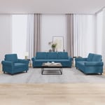 3 personers sofa med hynder velour blå