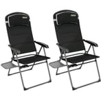 2 x Quest Vienna Pro Recline Folding Camping Chair With Side Table Seat Caravan