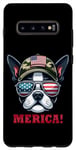 Coque pour Galaxy S10+ Boston Terrier 4 juillet Drapeau USA Papa Amérique Père Amérique Hommes Garçons