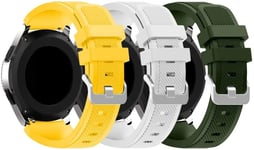 Simpleas Silicone Rubber Watch Strap with Buckle for compatible with TicWatch Pro/Pro 4G LTE / S2 / E2 Band, Waterproof Replacement Band (22mm, Yellow + White)