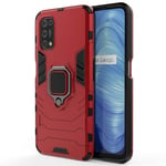 TANYO Case for OPPO Realme 7 5G, TPU/PC Shockproof Phone Cover with 360° Kickstand, Armor Bumper Protective Shell Red