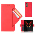 Samsung Galaxy Z Fold 2 - Läderfodral / plånbok med avtagbar extern korthållare Röd