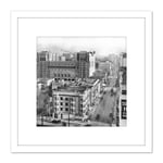 Los Angeles Sixth Street Figueroa Flower 1916 Photo 8X8 Inch Square Wooden Framed Wall Art Print Picture with Mount