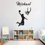 Basketball Sports Custom Name Wall Sticker Vinyl Player and BasketballBedroom Decor Removable Art DIY Wall Stickers Mural 57x94cm