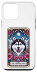 Coque pour iPhone 12 mini Carte de tarot pour chien husky sibérien - Motif floral