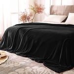BEDELITE Fleece Blanket Queen Size, Plush Cosy Large Black Blanket for Sofa & Bed, Super Soft and Warm Fluffy Blanket