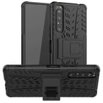 PIXFAB For Sony Xperia 1 II (6.5"), Shockproof Case, Hybrid [Tough] Rugged Armor Protective Cover, Phone Case With Built-in [Kickstand] With [Screen Protector] for Sony Xperia 1 II - Black