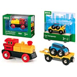 BRIO World Two Way Battery Powered Engine Train for Kids Age 3 Years Up - Compatible with all Railway Sets & Accessories & World Car Transporter for Kids Age 3 Years and Up