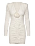 ROTATE Birger Christensen Lace Mini V-Neck Dress Kräm