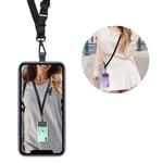 ROCONTRIP Crossbody Phone Lanyard Patch Neck Strap Lanyard with Detachable Neckstrap Compatible with Most Smartphone for iPhone Google Pixel LG HTC Huawei (Black)