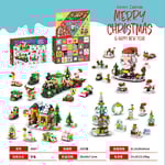 Byggklossar Julkalender Blind Box Nedräkning 24 Rutor Barn DIY Bil Dinosaurie Byggklossar Handriven Blind Box 8887