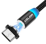 Magnetisk USB-C kabel - Fast Charge 2.4A - 1 m - Sort