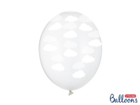 PartyDeco SB14C-230-099-6, Toy balloon, Latex, Transparent, Vit, Oval, 30 cm, 6 styck