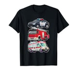 Police Car Fire Truck Ambulance First Responders Design T-Shirt