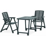 Ensemble Table + 2 chaises de bistro pliable - Table à manger avec Chaises Plastique Vert BV329017
