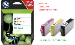2x Yellow - No Cyan Genuine HP 364 Ink Cartridges For 5510 N9J73AE Black Magenta