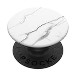 PopSockets Elegant White Marble-Look - Black Grey White - Simple Modern PopSockets Swappable PopGrip