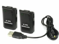 For XBOX 360 Battery 2-Pack Rechargeable Wireless Controller with Charger Cable