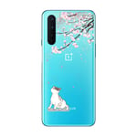 SEEYA Cases for OnePlus Nord Phone Case Clear Transparent Silicone 3D Color Cherry Blossoms Cat Pattern TPU Bumper Protective Cover Soft Slim Fit Anti-Scratch Shockproof for OnePlus Nord