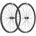 DT Swiss E 1800 Spline 30 Disc Road Wheelset - 700c Black / 12mm Front 142x12mm Rear Shimano Centerlock Pair 11-12 Speed Tubeless