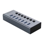 Orico Hub 7x USB-A 3.0 med strömbrytare - Grå