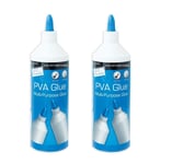 Home Essential Pack of 2 PVA Glue Bottles - Multi Purpose 2 x 500ml PVA White Glue - Art Hobby Craft Stationery Slime Making Glue
