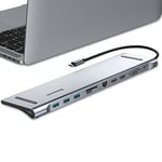 Baseus 11 en 1 Hub Station d'accueil Adaptateur Triple Affichage avec 2 HDMI 4K, 3 USB 3.0, Alimentation de Type C, VGA, Lecteur de Cartes SD/TF, Ethernet, Audio 3,5mm pour MacBook Pro/Air