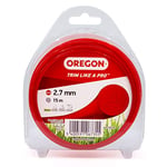 Oregon String Trimmer Line, Replacement Nylon Strimmer Wire for Grass Trimmers & Brushcutters, DIY & Gardening, Universal Fit, All Purpose, Round Cord, 2.7mm x 15m Spool, Red (69-380-RD)